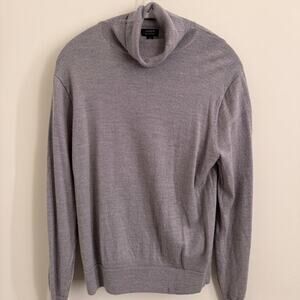 men’s light grey J. CREW merino wool turtleneck sweater pullover [M]